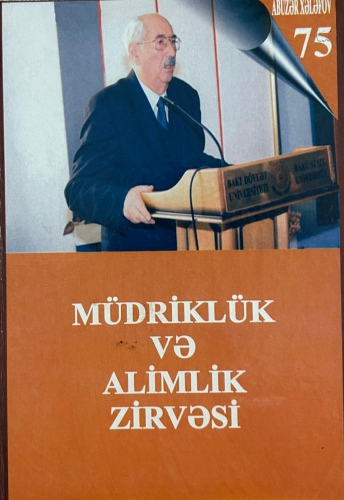 Müdriklik və alimlik zirvəsində: Abuzər Alı oğlu Xələfov: Anadan olmasının 75, elmi-pedaqoji fəaliyyətinin 50 illiyinə həsr edilir /Tərtib edənlər. R. Kazımov, K. Aslan-Bakı:Bakı Universiteti, 2006.- 160 s